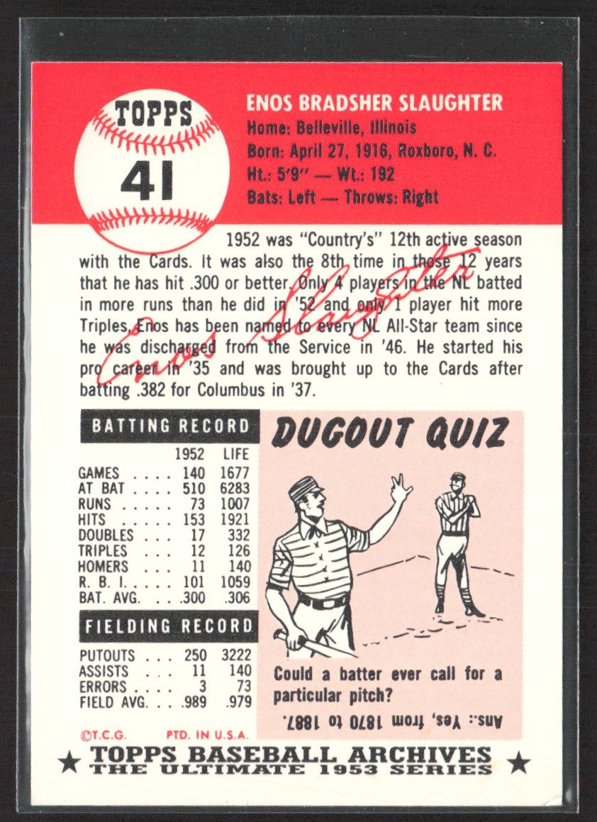 1991 Topps Archives 1953 Enos Slaughter #41