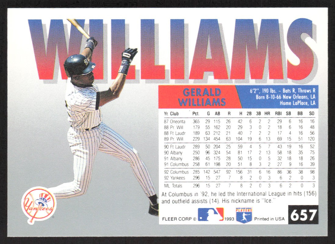1993 Fleer 657 Gerald Williams