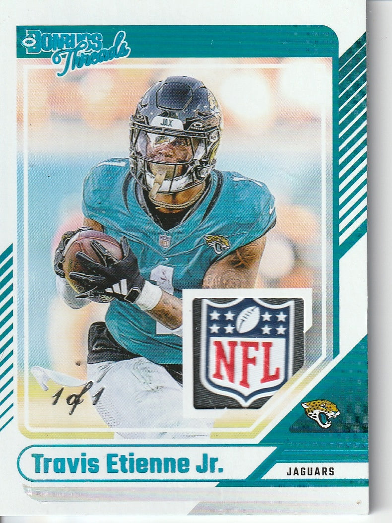 2025 Donruss Threads Travis Etienne Jr Logo Patch 1/1