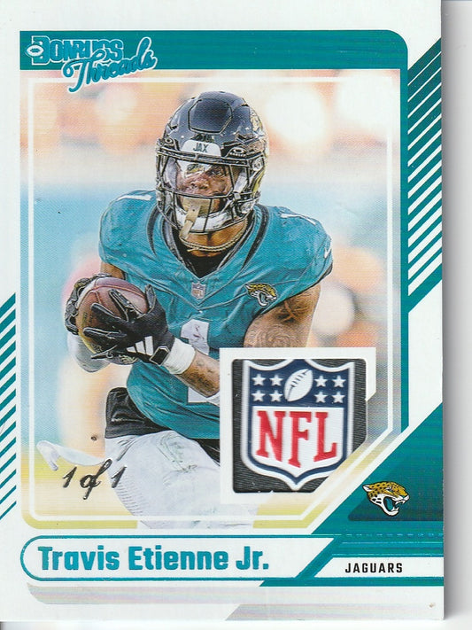 2025 Donruss Threads Travis Etienne Jr Logo Patch 1/1