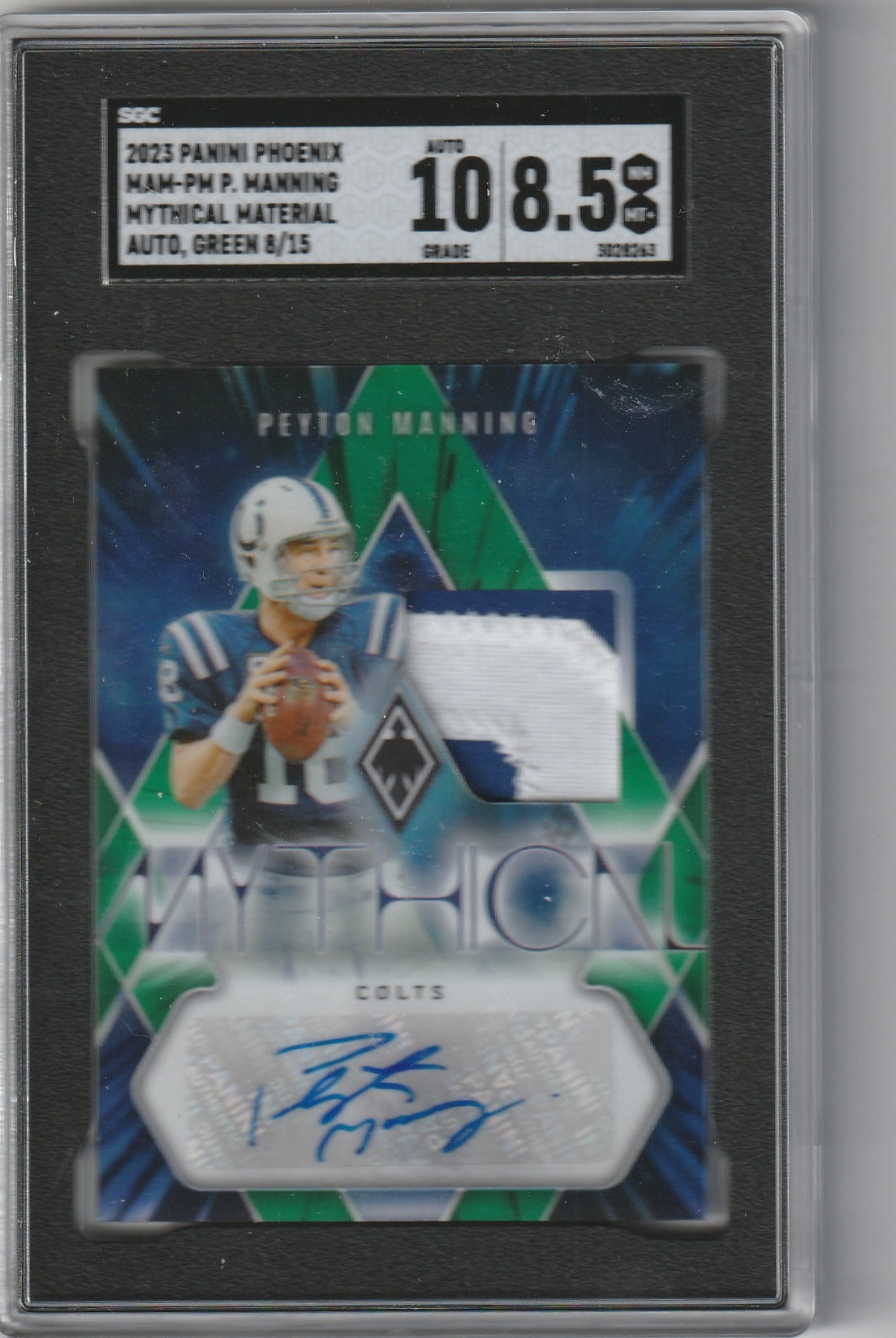2023 Panini Phoenix #MAM-PM Peyton Manning Mythical Autographs Materials #/90