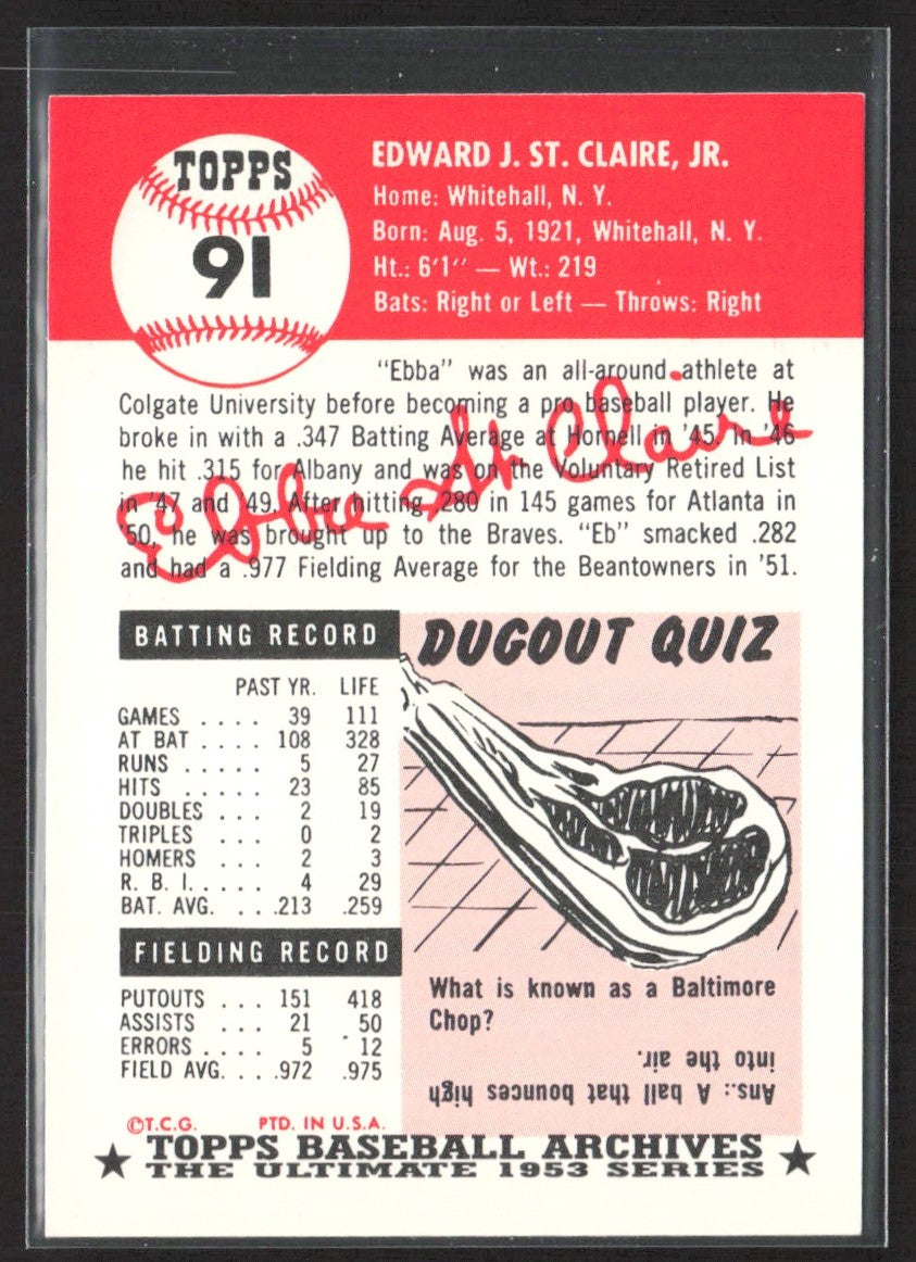 1991 Topps Archives 1953 Ebba St. Claire #91