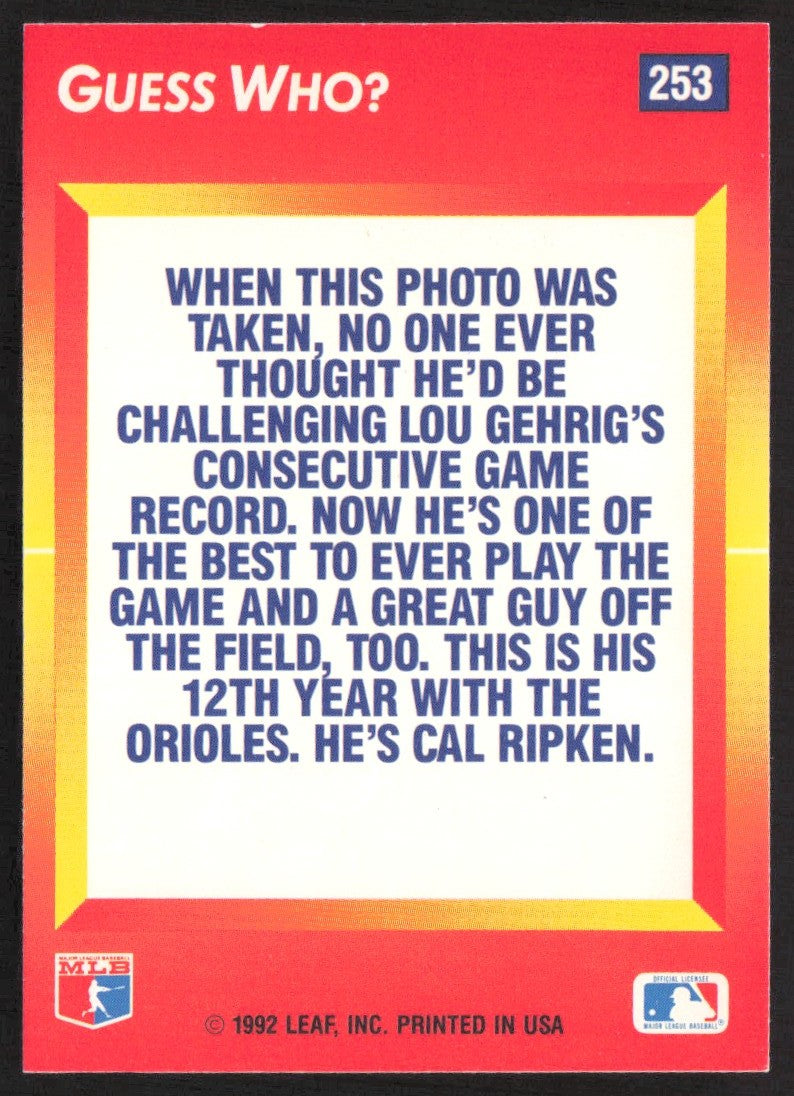 1992 Leaf Little Hotshots 253 Cal Ripken Jr.