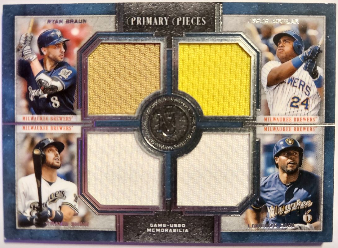 2019 Topps Museum Collection Quad Relics Braun/Aguilar/Shaw/Cain